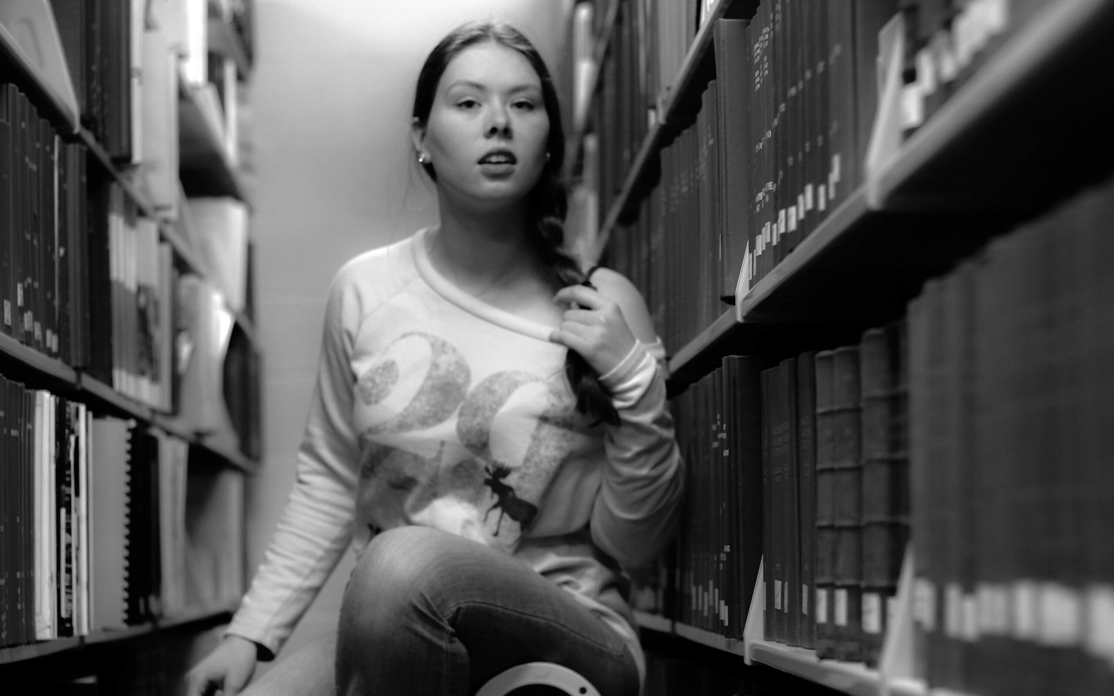 Girl in library